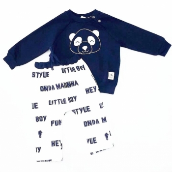 imagem A157 CONJUNTO BABY BLUSA E CALCA EM MOLETOM ONDA MARINHA