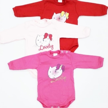 imagem KIT COM 3 BODY BABY 7373 PETUTINHA VERMELHO ROSA