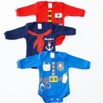 imagem KIT COM 3 BODY BABY 7379 PETUTINHA VERMELHO AZUL MARINHO