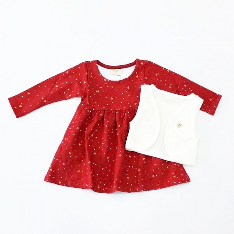 imagem VESTIDO COM BOLERO FEMININO INFANTIL VERMELHO ROLU 77261