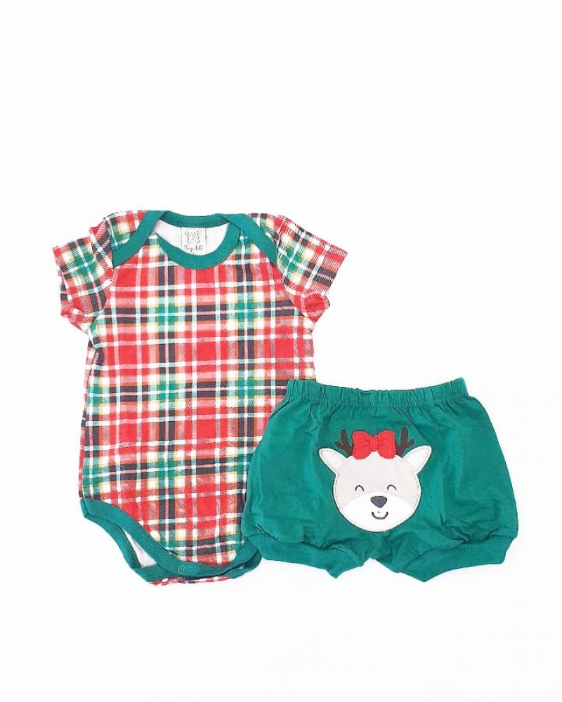 imagem 76186 CONJUNTO BABY BODY MANGA CURTA COM SHORT NATAL