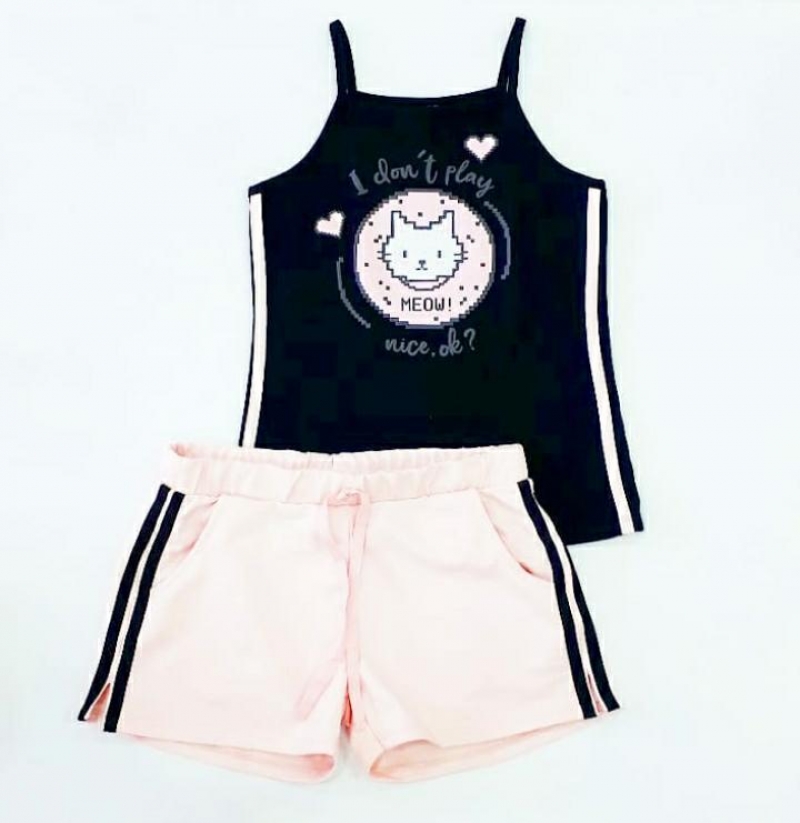 imagem CONJUNTO BLUSA E SHORTS MOLETOM PULLA BULLA ROSE/PRETO 39816