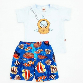 imagem CONJUNTO PEIXES MENINO BABY CAMISETA E SHORTS LIVY 6128