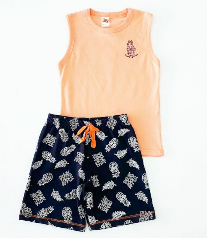 imagem CONJUNTO PUNK ESTAMPADO ABACAXI REGATA E SHORTS LIVY 6166