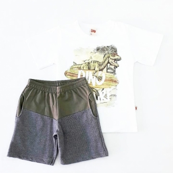 imagem CONJUNTO DINO SURF ESTAMPADO BLUSA E SHORTS LIVY  6163