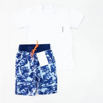 imagem CONJUNTO PARAÍSO CAMISA E BERMUDA BRANCO MENINO 11082 