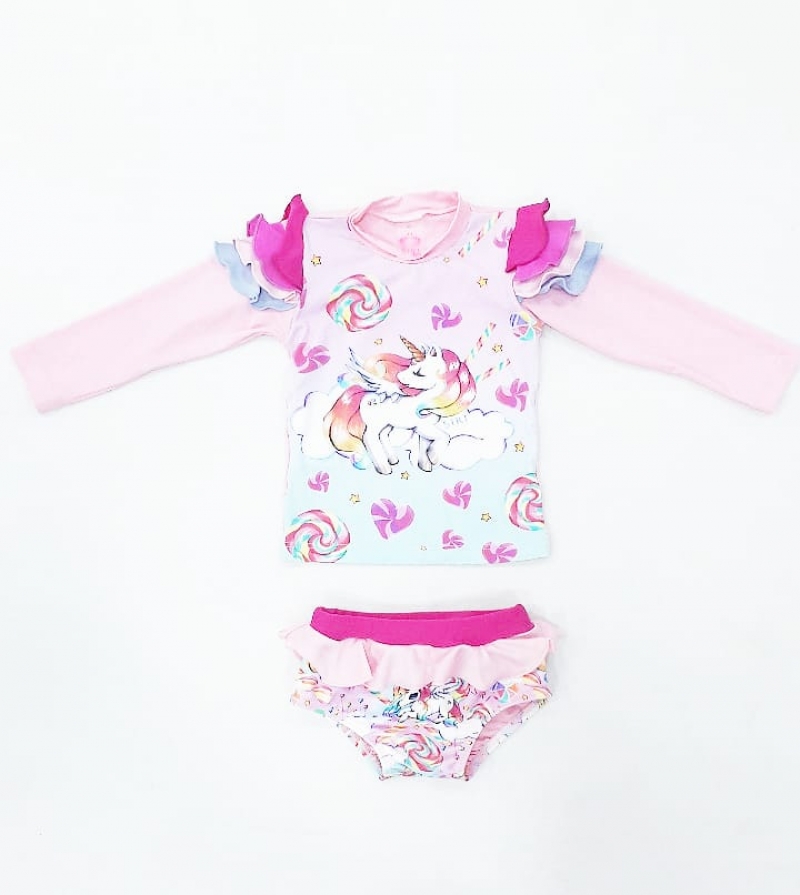 imagem 33001 CONJUNTO BABY KIARA ESTEFCO SIRI UNICORNIO FPU 50+