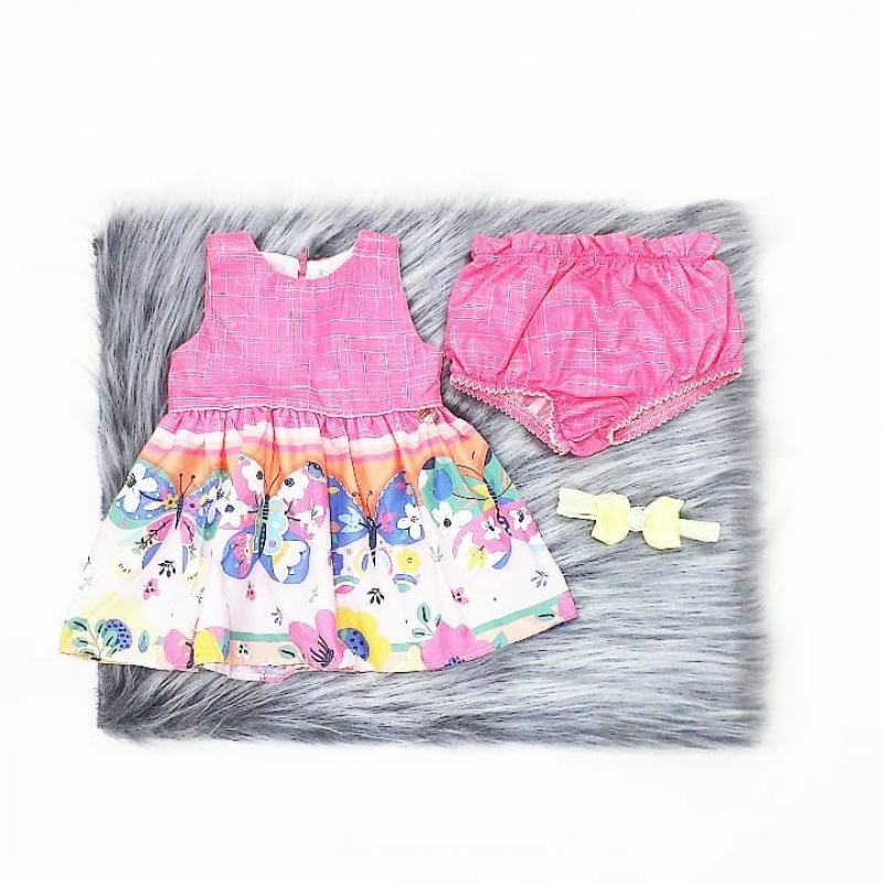 imagem VESTIDO + CALCINHA VERAO BORBOLETAS MON SUCRE BABY 17030