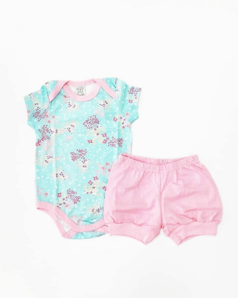 imagem CONJUNTO BODY MANGA CURTA COM SHORT BABY FLORES PINGO LELE 76166