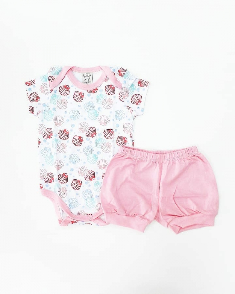 imagem BODY MANGA CURTA COM SHORT BABY CONCHAS PINGO LELE 76176 