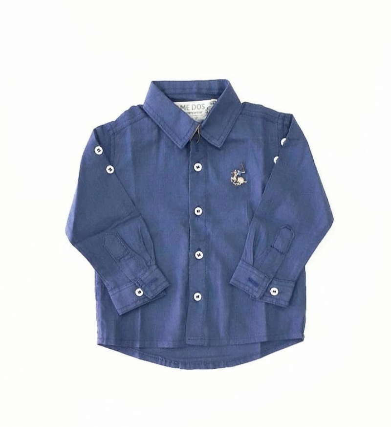 imagem 5083 CAMISA LISO BIARRITZ AZUL DENIM BABY MENINO  DAME DOS