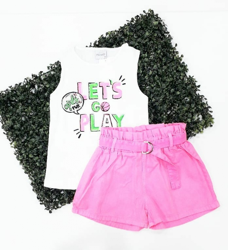 imagem F9502 CONJUNTO REGATA E SHORTS COM CINTO LETS GO PLAY MOMI