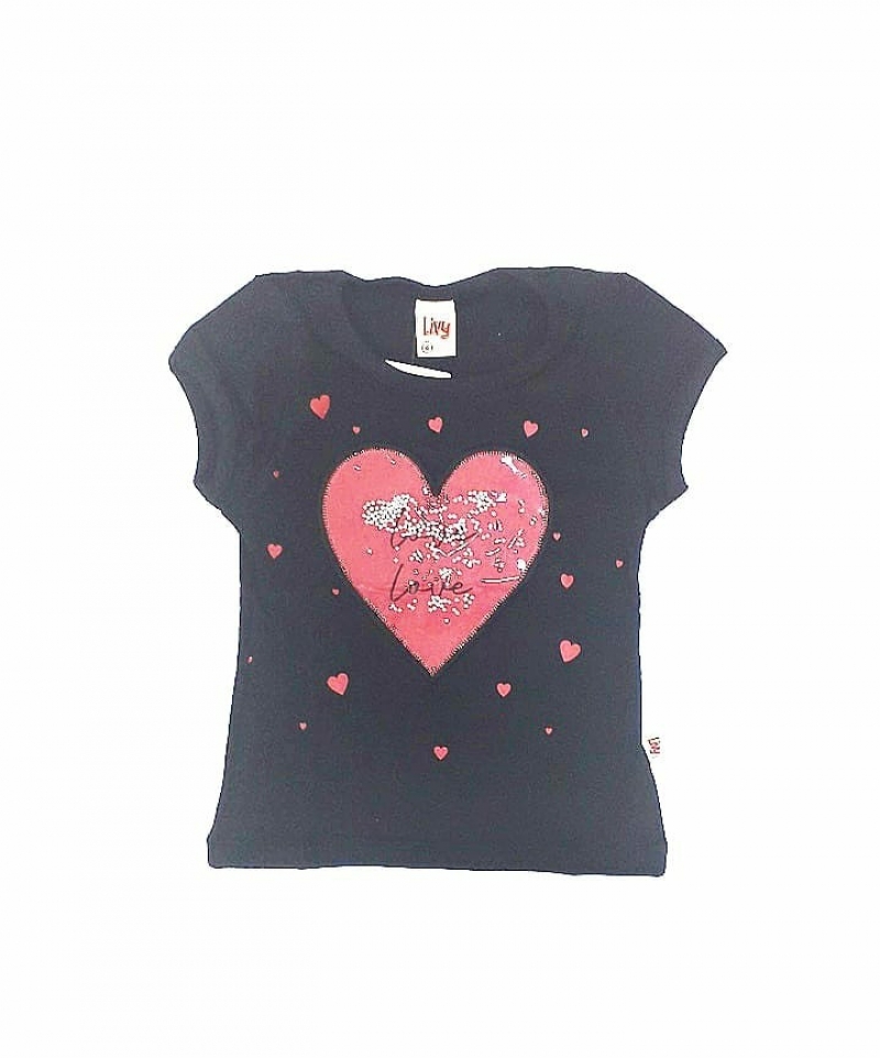 imagem 6694 BLUSA  PRETO LOVE COM BORBADO PEROLAS  MENINA  LIVY