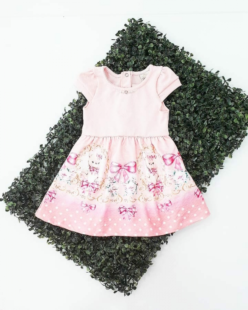 imagem 6825 VESTIDO TEDY ROSA ESTAMPADO TIME KIDS 