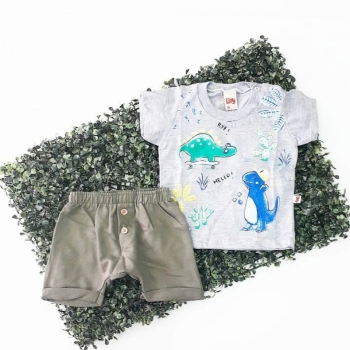 imagem 6721 CONJUNTO DINO BABY CAMISETA E SHORTS CINZA VERDE LIVY