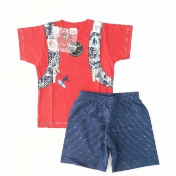 imagem 6733 CONJUNTO COM CHAVEIRO CAMISETA E SHORT VERMELHO LIVY