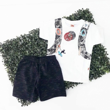 imagem 6733 CONJUNTO COM CHAVEIRO CAMISETA E SHORT BRANCO LIVY