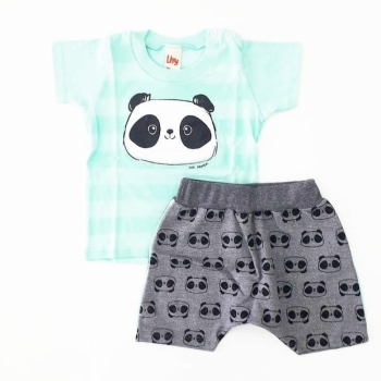 imagem 6722 CONJUNTO PANDA BABY ESTAMPADO  VERDE CINZA LIVY