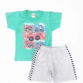 imagem 6735 CONJUNTO VROMM  CAMISETA E SHORTS  VERDE MESCLA  LIVY