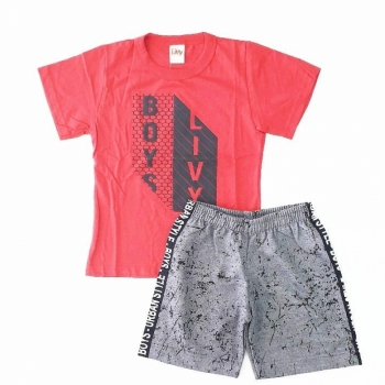 imagem 6752 CONJUNTO URBANO STYLE CAMISETA E BERMUDA VERMELHO LIVY