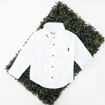 imagem O1105 CAMISA MANGA LONGA EM OXFORD BRANCO ONDA MARINHA 