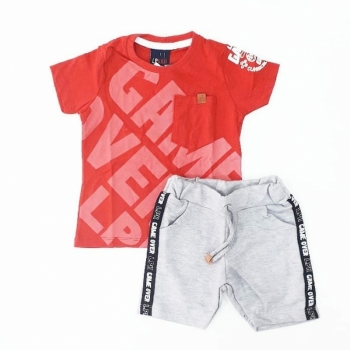 imagem 6189 CONJUNTO CAMISETA E BERMUDA  VERMELHO MESCLA  LP KIDS