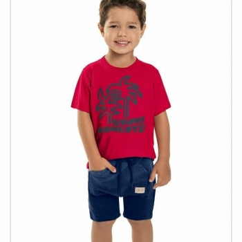 imagem 6880 CONJUNTO MOMENTS CAMISETA VERMELHO E BERMUDA TIME KIDS