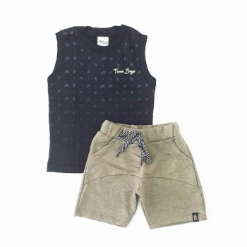 imagem 6883 CONJUNTO BOYS REGATA  PRETO E BERMUDA TIME KIDS