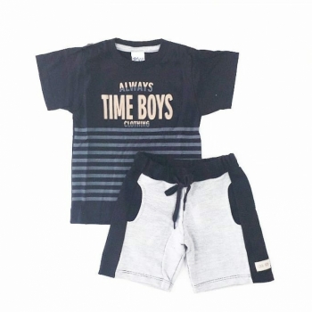 imagem  6876 CONJUNTO CAMISETA E BERMUDA LIGHT PRETO TIME KIDS