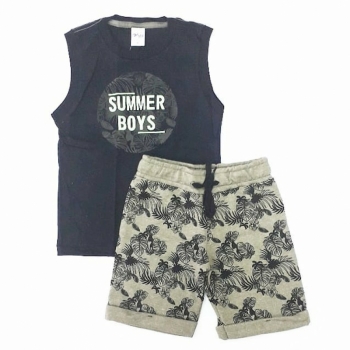 imagem 6898CONJUNTO SUMMER BOYS REGATA  E BERMUDA  TIMEKIDS PRETO