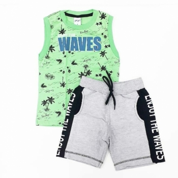 imagem 6901 CONJUNTO WAVES REGATA E BERMUDA  VERDE CINZA TIMEKIDS