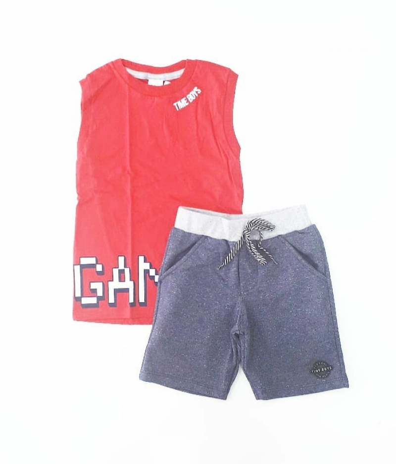 imagem 6900 CONJUNTO GAMER VERMELHO REGATA  E BERMUDA TIME KIDS