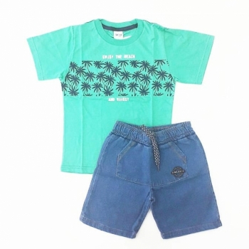 imagem 6890 CONJUNTO ENJOY VERDE BERMUDA  MOLETOM JEANS TIME KIDS