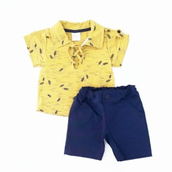 imagem 2203000 CONJUNTO  BATA  MOSTARDA  COM SHORT BELA  FASE