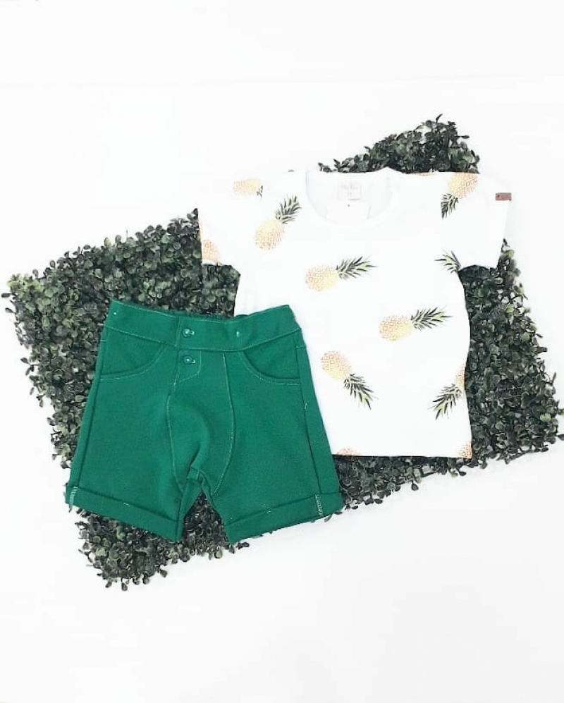 imagem 2203014KCONJUNTO ABACAXI CAMISETA  E SHORTS  VERDE BELA FASE