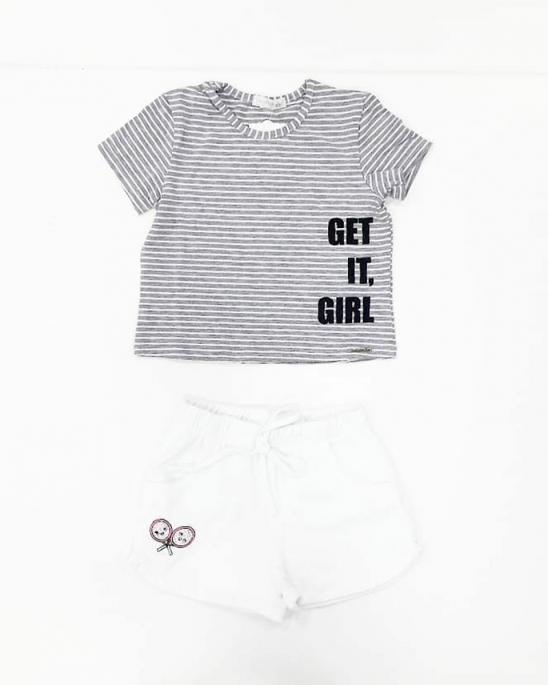 imagem A2651CONJUNTO INFANTIL CROPPED E SHORTS BRANCO ACUÇENA