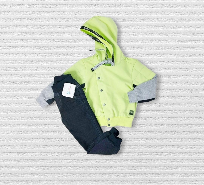 imagem 13176 CONJUNTO INVERNO PARAÍSO  COM CAPUZ VERDE NEON