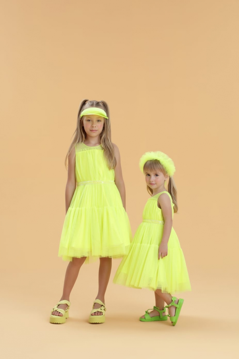 imagem 21124 VESTIDO CELEBRATION TULE AMARELO FLUOR PETIT CHERIE