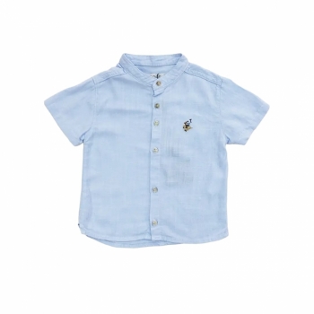 imagem CAMISA SOCIAL INFANTIL LINHO VIETNÃ AZUL BEBE DAME DOS  6480