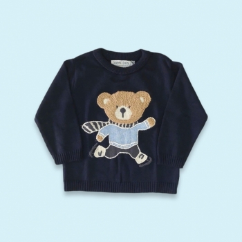 imagem 6734 BLUSA TRICOT URSO SKI BORDADO MARINHO MENINO DAME DOS 