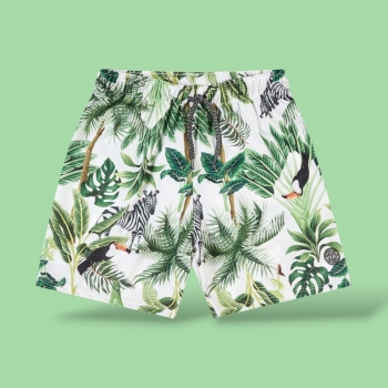 imagem 1233089 BERMUDA EM NYLON ESTAMPADO VERDE MATE ONDA MARINHA