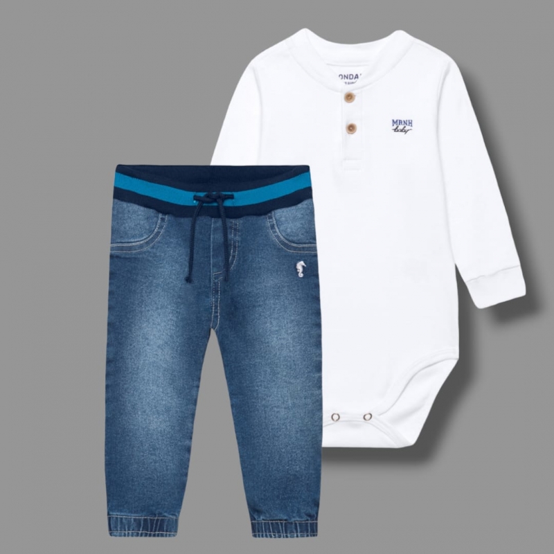 imagem 1231017 CONJUNTO EM SUEDINE JEANS ELASTANO BRANCO ONDA MARINHA