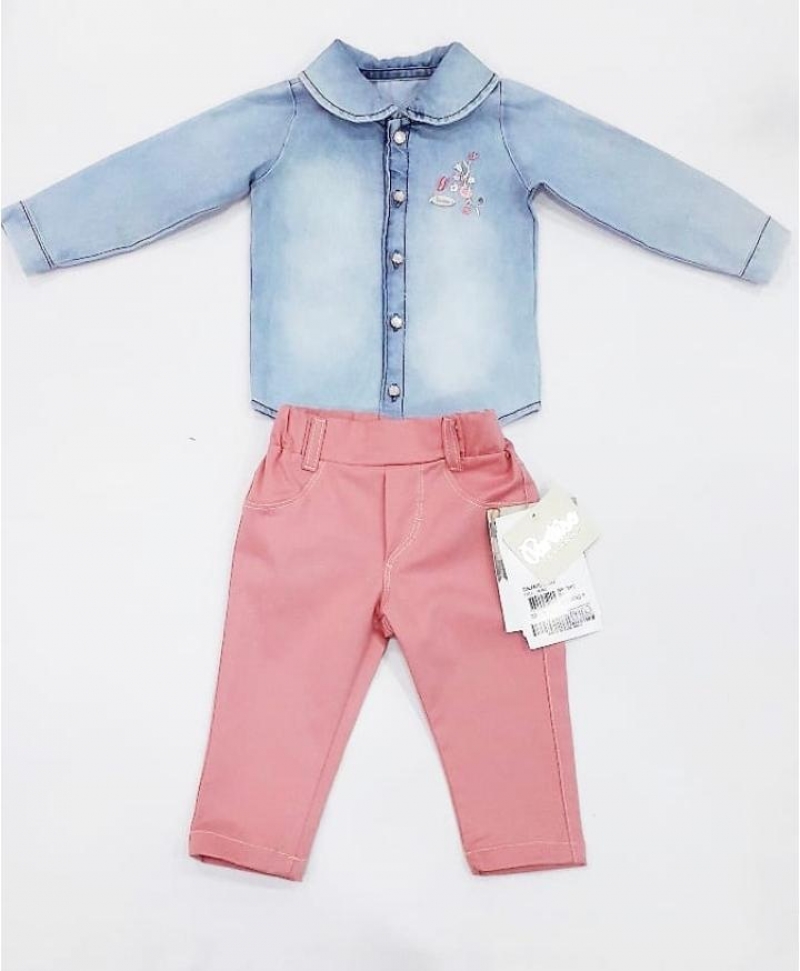 imagem CONJUNTO 10263 COR ROSE JEANS PARAISO BEBE